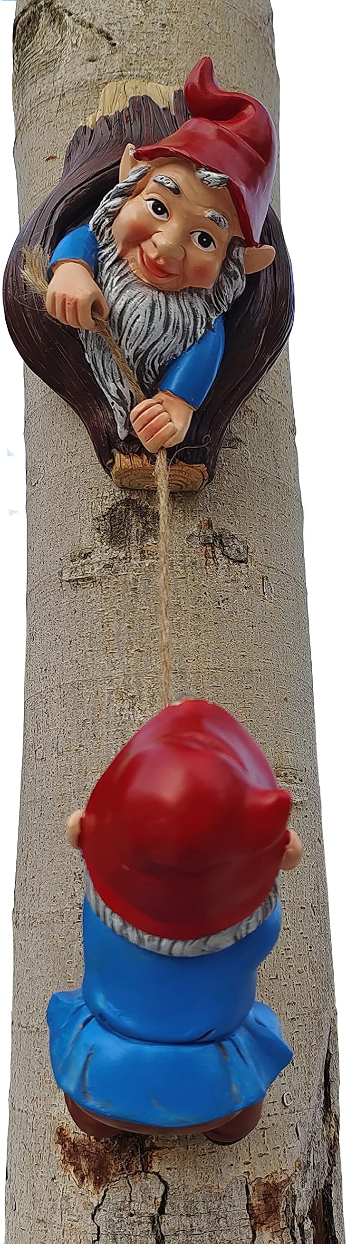 Gnome Tree Hugger Figurines Miniature Fairy Elf Climbing Tree Hanging Statue Garden Sculpture Decorative Outdoor Ornaments-HomvellaHome