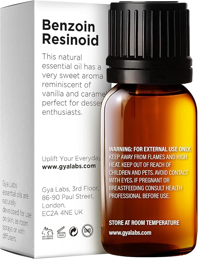 Gya Labs Benzoin Resinoid Essential Oil for Skin - 0.34 Fl Oz - 100% Pure Natural Benzoin Resinoid Oil for Hair, Diffuser, Candle Making Scent-HomvellaHome