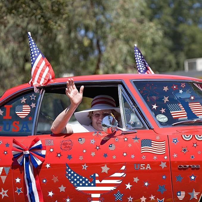 158 Pcs 4th of July Window Clings, 9 Sheets Patriotic Window Clings Decals, Watercolor Double-Sided American Flag Stars Firework Window Stickers for Independence Day Parade Veterans Memorial Day Decor-HomvellaHome