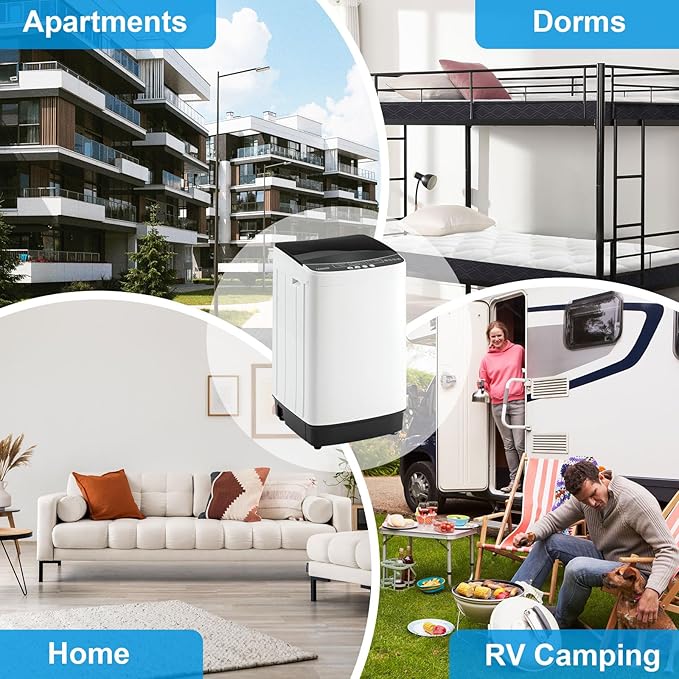 17Lbs Portable Washing Machine with10 Washing Programs, 2.2 Cu. Ft. Full Automatic Washer and Spinner Combo, Compact Laundry Washer Spinner for Apartment RV Dorm (2.2Cu. Ft)-HomvellaHome