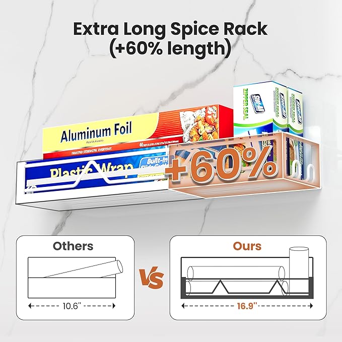 16.9 Inch Wide Large Capacity Magnetic Spice Rack for Refrigerator, 4 Pack Metal Fridge Shelf, White-HomvellaHome