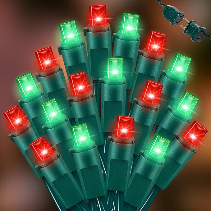 100 Count Red and Green - String Lights - 21.6FT LED Christmas Lights, Mini led Lights for Indoor Outdoor Home Holiday Party Wedding Independence Day Decoration-HomvellaHome