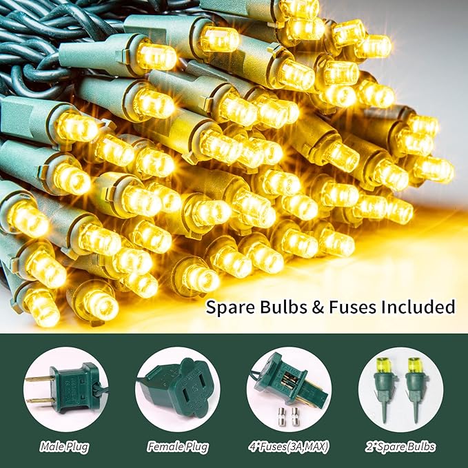 100 Count Yellow - String Lights - 21.6FT LED Christmas Lights, Mini led Lights for Indoor Outdoor Home Holiday Party Wedding Independence Day Decoration-HomvellaHome