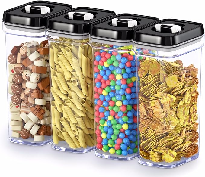 DWËLLZA KITCHEN Airtight Food Storage Containers with Lids – 4 Piece Set Air Tight Kitchen Storage Containers Clear Pantry Organization and Storage Set BPA-Free - Keeps your Food Fresh & Dry-HomvellaHome