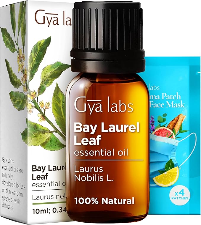 Gya Labs Bay Leaf Essential Oil for Diffuser - 0.34 Fl Oz - 100% Natural Bay Laurel Oil for Hair, Skin & Candle Making Scent-HomvellaHome