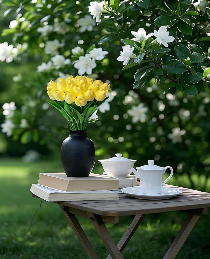 15pcs Artificial Tulips Flowers Real Touch Latex Bouquet Fake Tulips for Office Wedding Party Home Kitchen Garden Decoration-HomvellaHome