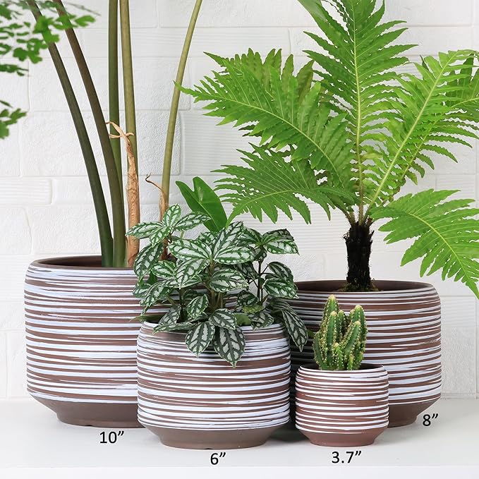 10 Inch Ceramic Plant Pot with Drainage – Large Flower Pot for Indoor Outdoor Plants, Modern Decorative Planter for Patio, Balcony, Garden, or Home Decor-HomvellaHome