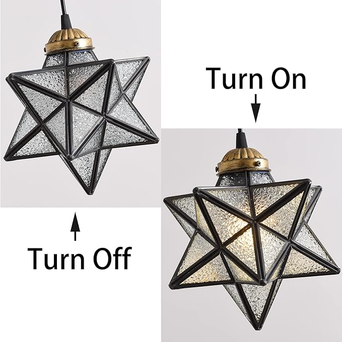 Glass Glam Chandelier Star Pendants Light Fixture Modern Elegant Ceiling Hanging Lights Included LED Warm Light Bulbs Oiled Bronze-HomvellaHome