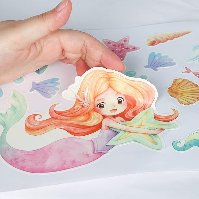 Glow in The Dark Stars Mermaid Wall Decals, Turtle Ocean Fish Stickers for Ceiling, DIY Wall Decor for Nursery Playroom Living Room, Birthday Christmas Gift-HomvellaHome