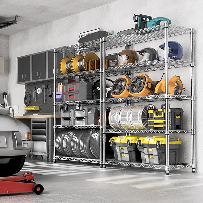 1750 LBS Storage Shelves 5-Tier Utility Shelving Unit Steel Organizer Wire Rack for Home,Kitchen,Office,Garage, Capacity 17.7" D x 47.2" W x 72.3" H-HomvellaHome