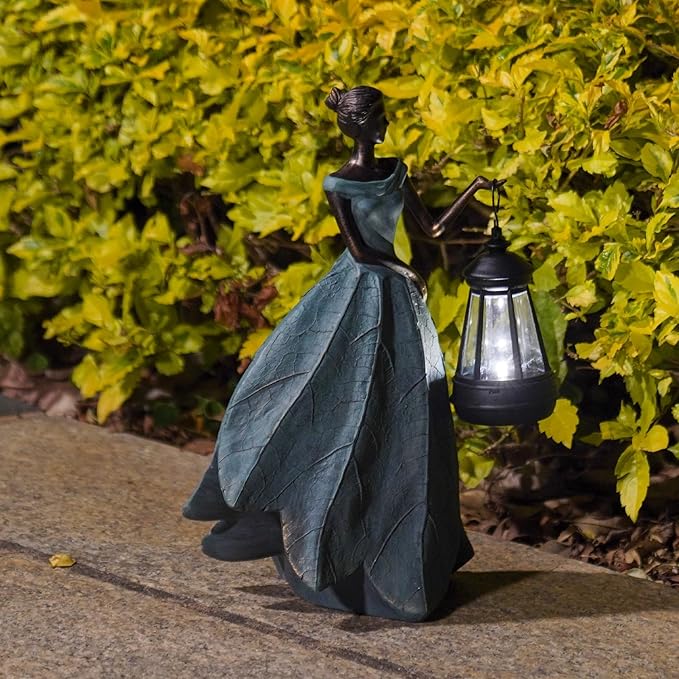 Guichifun Fairy Statues Solar Outdoor Lights - Resin Garden Figurines Decorations for Patio Yard Lawn Decor Housewarming Gardening Gifts for Women Mom 7.4 x 5.3 x 12 Inch-HomvellaHome