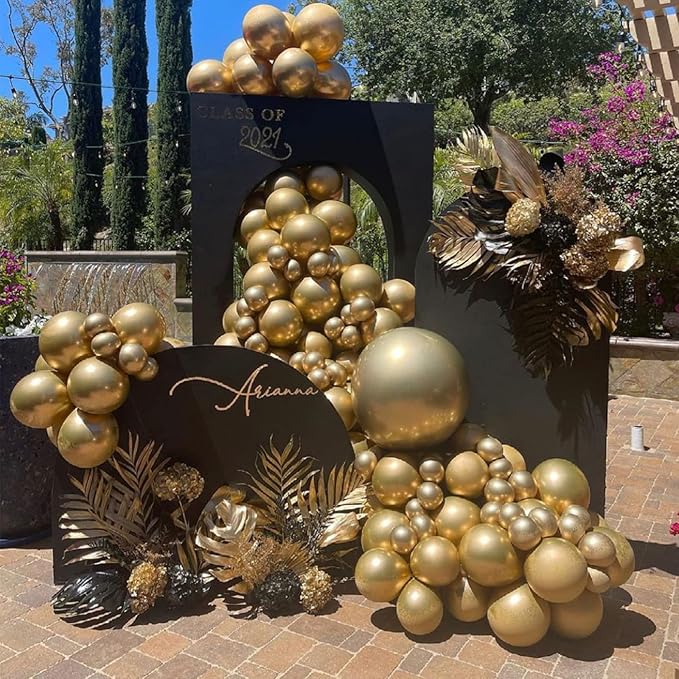 130pcs Metallic Gold Balloons Different Sizes 18" 12" 10" 5" Party Latex Balloons for Birthday Graduation Baby Shower Wedding Anniversary New Year Party Decorations-HomvellaHome