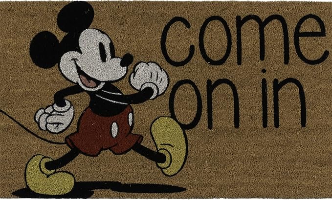 Gertmenian Disney Mickey Mouse Coir Doormat - 2x3 Welcome Mat (2-Pack), Ideal for High Traffic Areas in Front Door, Garage, Entryway - Love/Hello, 47533-HomvellaHome