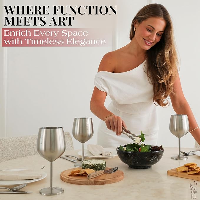 Gusto Nostro 8" Luxury Black Marble Decorative Bowl for Coffee Table - Elegant Modern Fruit Bowl for Kitchen Counter - Heavy Stone Entryway Catch all for Keys, Jewelry, Potpourri Holder Centerpiece-HomvellaHome