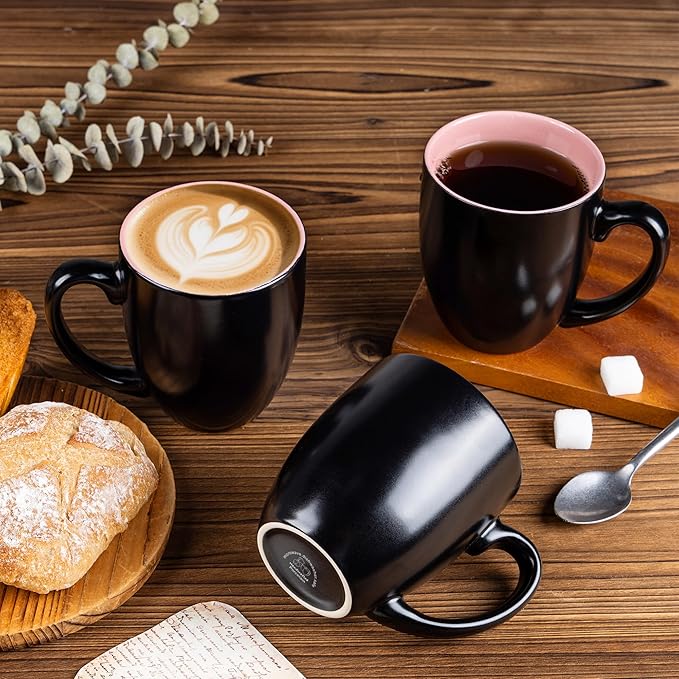 GBHOME 16oz Coffee Mugs Set of 6, Large Ceramic Coffee Mugs for Man, Woman, Dad, Mom, Modern Coffee Mugs Set with handle for Tea/Latte/Cappuccino/Milk/Cocoa. Dishwasher&Microwave Safe,Pink-HomvellaHome