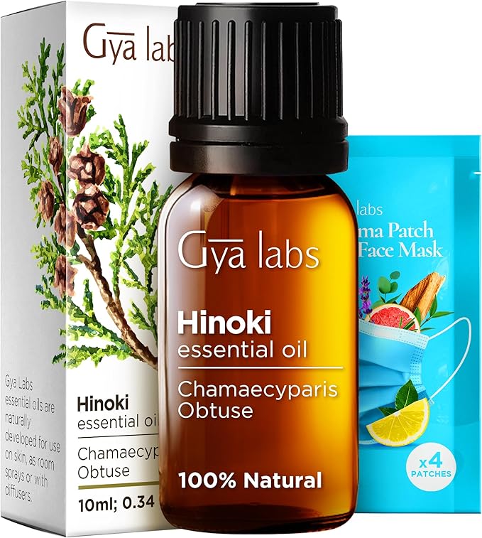 Gya Labs Hinoki Essential Oil for Diffuser & Skin - 0.34 Fl Oz - 100% Pure Natural Hinoki Oil for Hair, Massage, Aromatherapy Spray & Candle Making Scent-HomvellaHome