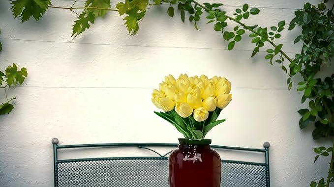 15pcs Artificial Tulips Flowers Real Touch Latex Bouquet Fake Tulips for Office Wedding Party Home Kitchen Garden Decoration-HomvellaHome