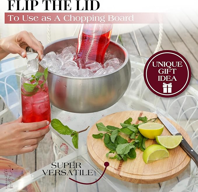 Gusto Nostro 4.1L Insulated Ice Bucket with Lid and Tongs, Double Wall Stainless Steel Ice Bucket Large, BPA Free Ice Bucket for Cocktail Bar, Keeps Champagne, Wine, Beer Chill for Parties-HomvellaHome