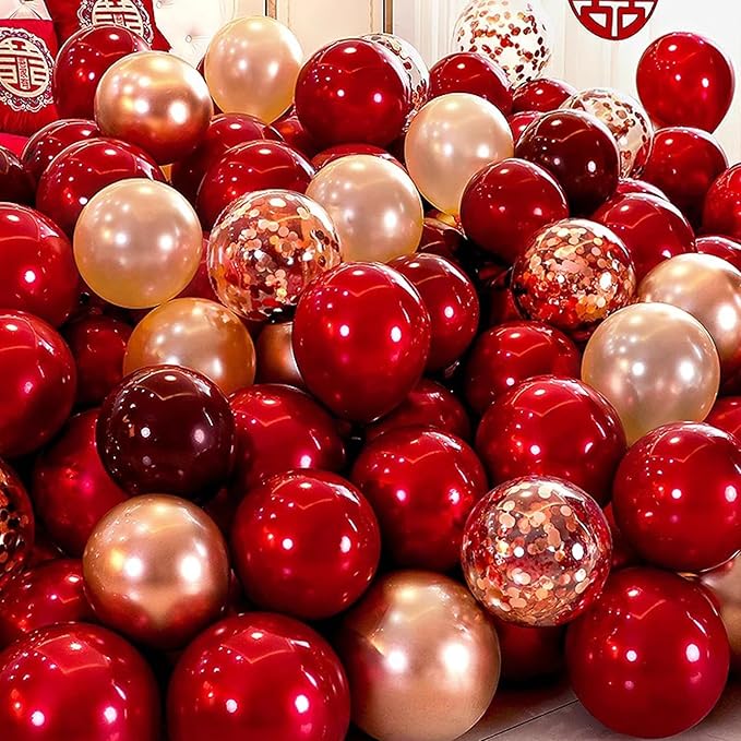 130pcs Ruby Red Balloons Different Sizes 18" 12" 10" 5" Dark Red Latex Balloon Garland Arch Kit for Birthday Baby Shower Graduation Wedding Valentine's Day Christmas Party Decorations-HomvellaHome