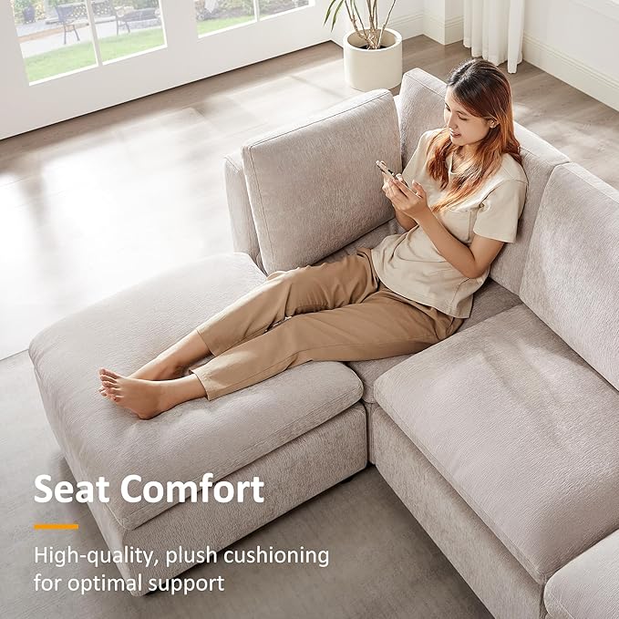 Modular Sectional Sofa, Convertible Sofa Couch Modular Sofa with Ottoman, Sectional Sofas for Living Room Small Apartments-HomvellaHome