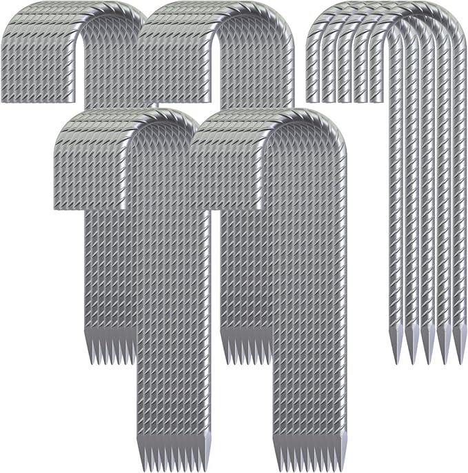 12 Inch Rebar Ground Stakes Heavy Duty J Hook 55 Pack Metal Spikes Galvanized Ground Anchors Tent Stakes for Fence, Bounce House, Gazebos and Outdoor Decorations Inflatables-HomvellaHome
