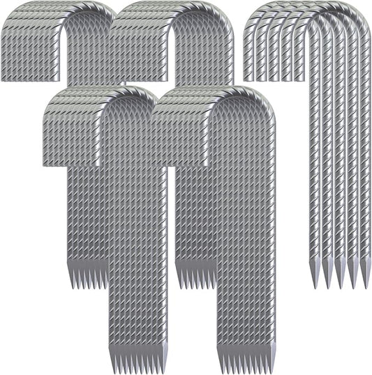 12 Inch Rebar Ground Stakes Heavy Duty J Hook 55 Pack Metal Spikes Galvanized Ground Anchors Tent Stakes for Fence, Bounce House, Gazebos and Outdoor Decorations Inflatables-HomvellaHome