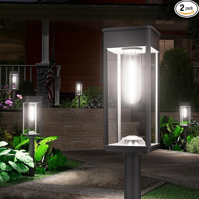 2 Pack Bright Solar Pathway Lights,IP65 Waterproof Outdoor Garden Path Lights,Solar Powered for Yard,Lawn,Walkway,Driveway Landscape Lighting (Cool White)-HomvellaHome