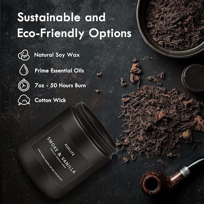 2 Pack Smoke & Vanilla Candle | Candles for Men - Masculine Candle, Soy Candles for Home Scented - Gifts for Men, Home Fragrance Gifts - Each of 7oz-HomvellaHome