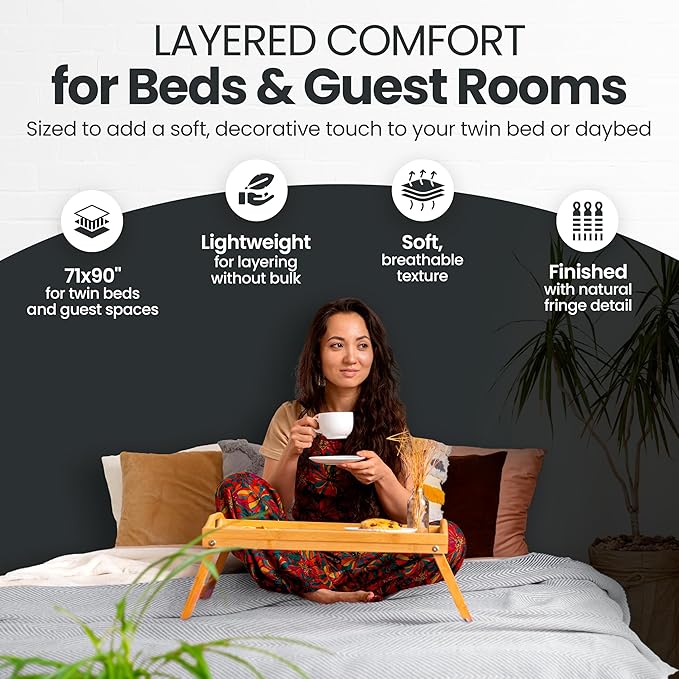 Gold Case Throw Blanket for Bed – 100% Recycled Turkish Cotton Bed Blanket – Decorative Throw Cotton Blankets for Living Room & Bedroom – Woven Twin Blankets - 71x90 - Navy Blue-HomvellaHome