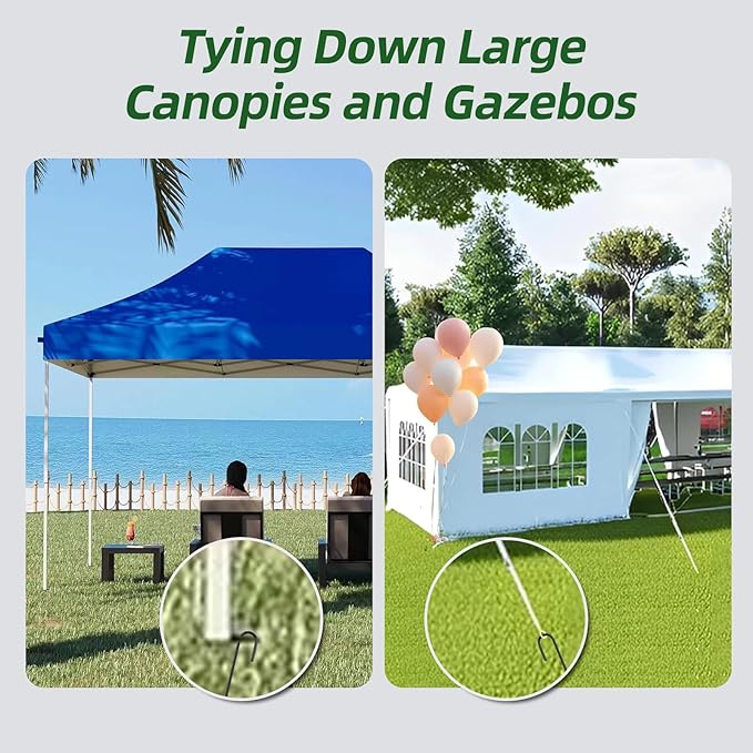 12 Inch Rebar Stakes J Hook Ground Stakes 32-Pack Heavy Duty Galvanized Chain Link Fence Stakes Metal Tent Stakes for Outdoor Lawn Decorations Inflatables Canopy Swing Set-HomvellaHome