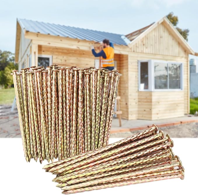 100 PCS 6 Inch Spiral Metal Galvanized Landscape Spikes, Galvanized Non-Rust Metal Garden Stakes, Garden Nails for Artificial Turf, Weed Barrier, Tent, Carpentry and More, by GENHAKON.-HomvellaHome