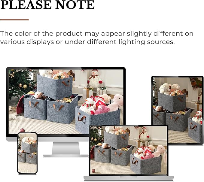 GRANNY SAYS Closet Storage Baskets, Collapsible Fabric Storage Bins with Metal Frame, Clothes Organizer Bins, Extra Large Baskets for Shelves, Gray, 4-Pack-HomvellaHome