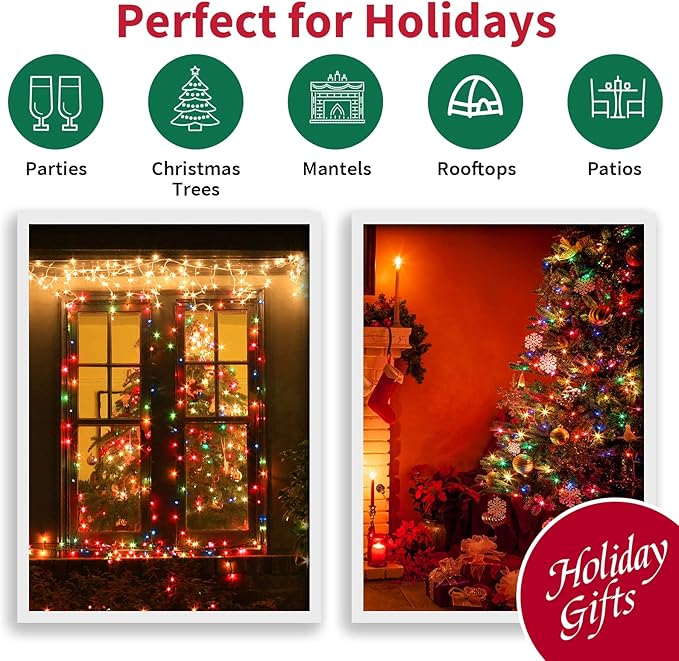 100 Count Multicolor- String Lights - 21.6FT LED Christmas Lights, Mini led Lights for Indoor Outdoor Home Holiday Party Wedding Independence Day Decoration-HomvellaHome