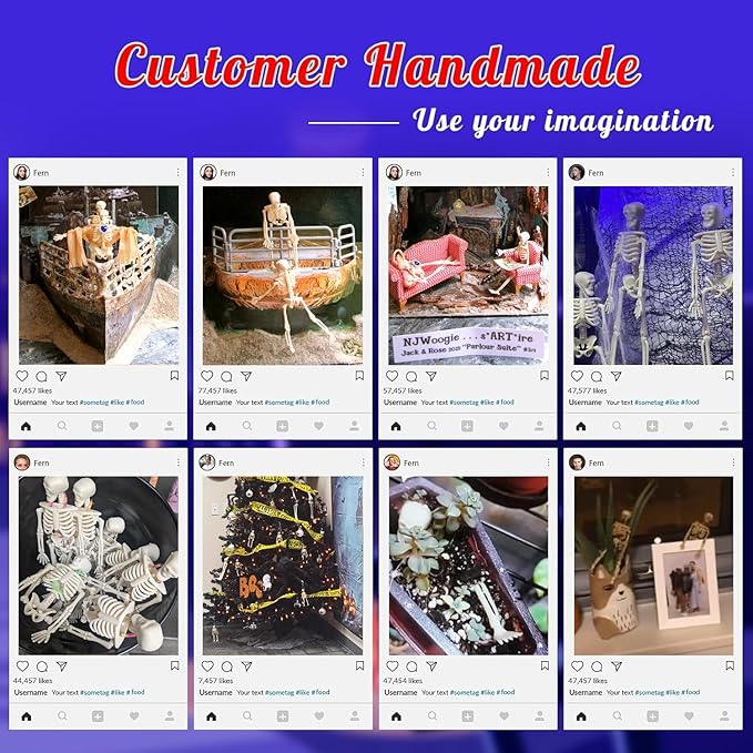 10 Pcs Halloween Mini Skeleton Figurine Decoration,6”Halloween posable Skeleton Decor,Small Plastic Skeleton Figure for Spooky Home Decor Haunted House Decorations Party Favors-HomvellaHome