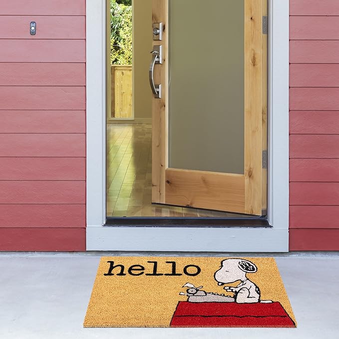 Gertmenian Peanuts Snoopy Coir Doormat - 2x3 Welcome Mat (2-Pack), Ideal for High Traffic Areas in Front Door, Garage, Entryway - Welcome, 80022-HomvellaHome