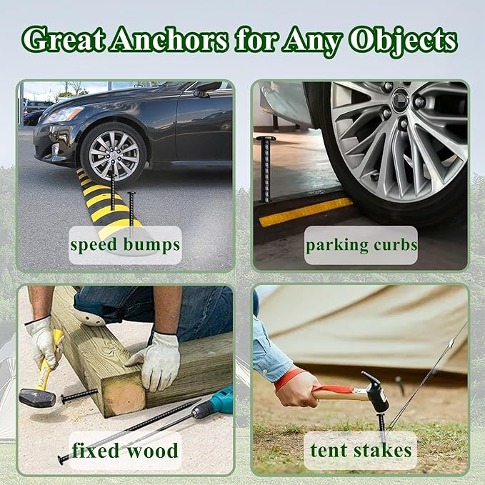 16 Inch Rebar Stakes 20 Pack Heavy Duty Ground Anchors 1/2 Inch Diameter Galvanized Steel Asphalt Anchoring Metal Spikes for Speed Bump, Parking Curb and Camping Tent-HomvellaHome