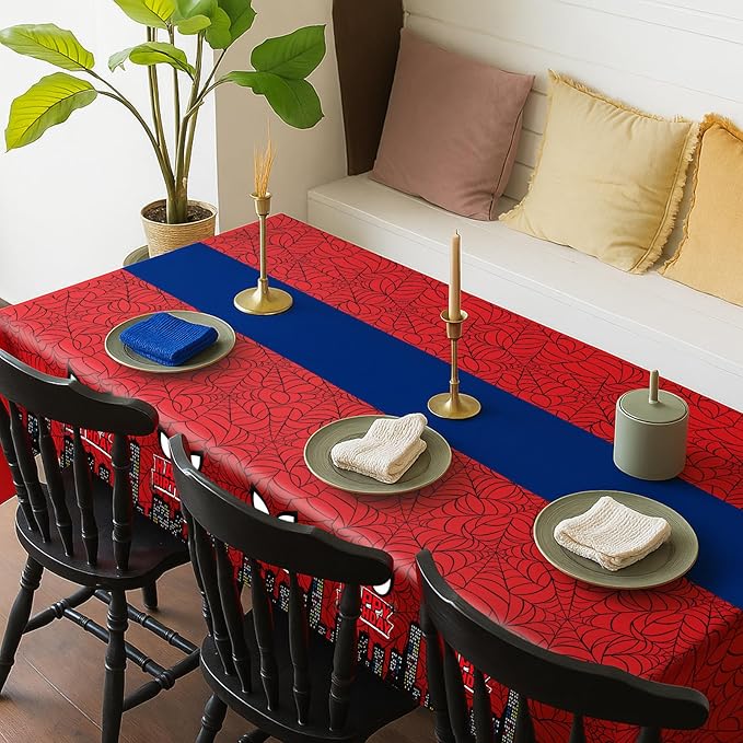16Pcs 2in1 Spider Birthday Decorations Tablecloths, 54" x 108" Super Hero Spider Table Cloth Disposable Rectangle Plastic Table Cover for Boys Birthday Party Supplies-HomvellaHome