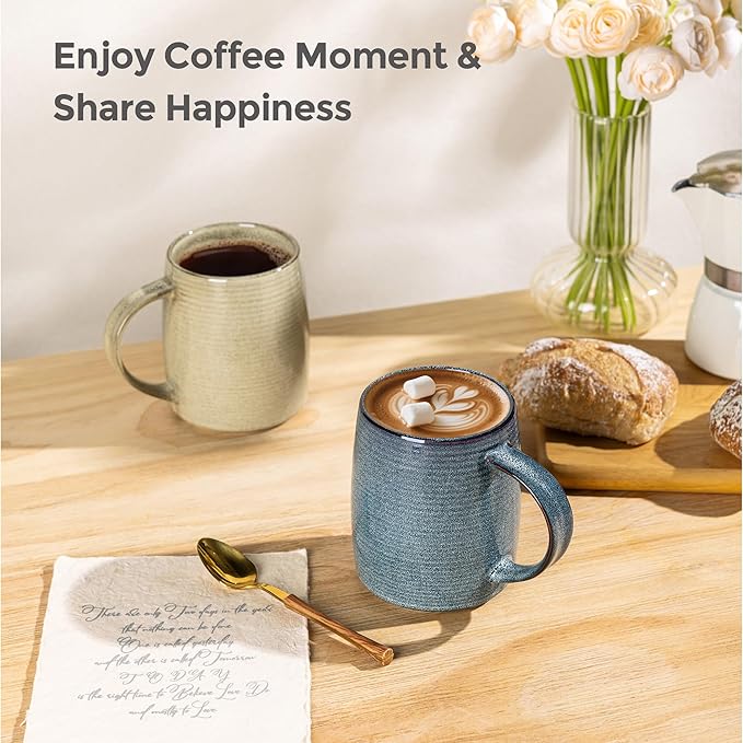 GBHOME Large Ceramic Coffee Mugs Set of 6, 18oz Handmade Stoneware Coffee Mugs Set for Latte/Cappuccino/Hot Cocoa, Dishwasher & Microwave Safe, Multi-Color-HomvellaHome