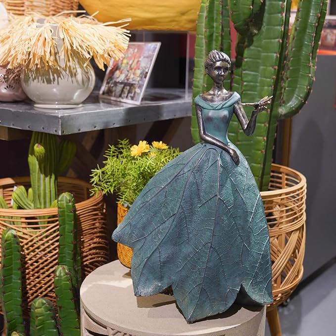 Guichifun Fairy Statue Collection Home Decoration - Leaf Angel Girls with Dragonfly Resin Home Decor for Outside or Inside Rustic Garden Outdoor Yard Decorations Figurines Gift 12 x 8.5 x 18 Inch-HomvellaHome