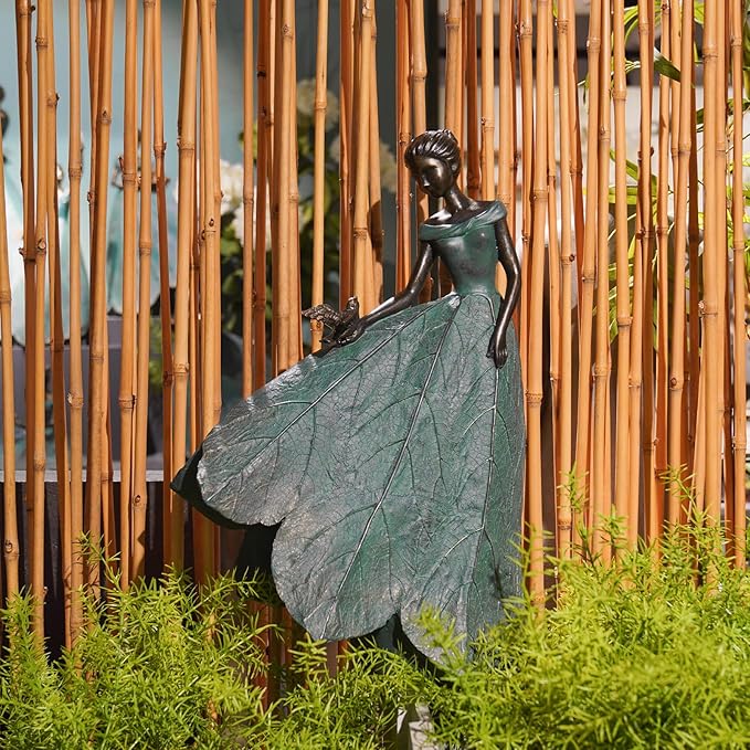 Guichifun Fairy Statue Collection Home Decoration - Leaf Angel Girls Resin Home Decor for Outside or Inside Rustic Garden Outdoor Yard Decorations Figurines Gift 14.25 x 9 x 20.25 Inch-HomvellaHome