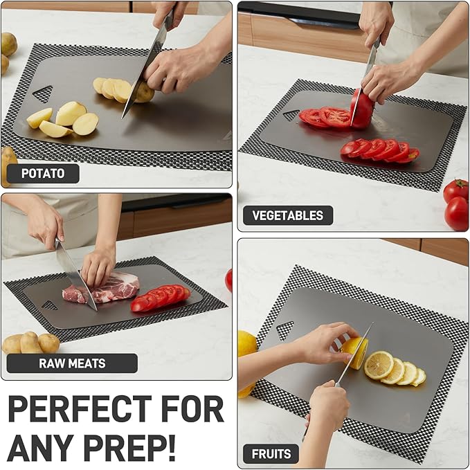 100% Pure Titanium Cutting Board, Non-Toxic Chopping Board For Kitchen, Rubber Mat, Double-Sided Pure Titanium Cutting Board for Kitchen (14"x10").-HomvellaHome