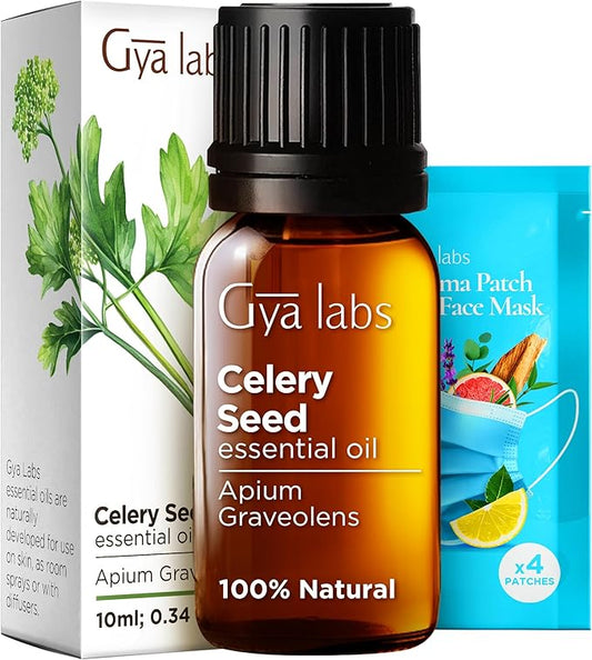 Gya Labs Celery Seed Essential Oil for Diffuser - 0.34 Fl Oz - 100% Pure Natural Celery Seed Oil for Skin & Face, Massage, Candle Making Scent-HomvellaHome