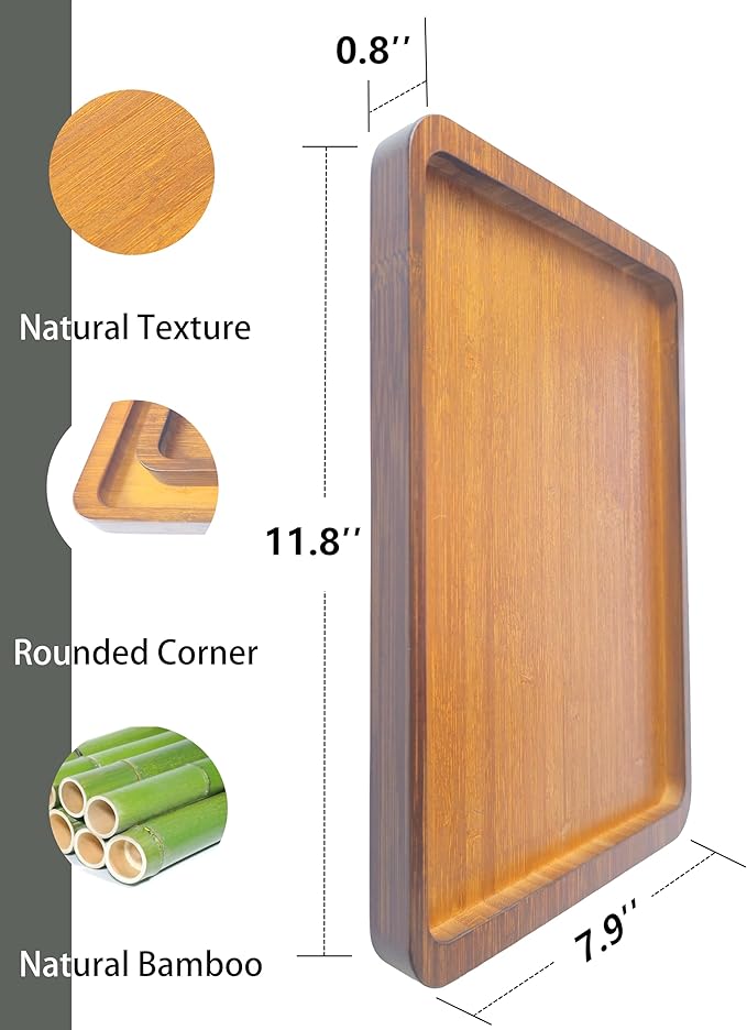 Bamboo Serving Tray – Two Sizes for Breakfast, Tea, Coffee & Snacks – Eco-Friendly Wooden Tray for Bed, Kitchen, Coffee Table, or Decorative Use-HomvellaHome