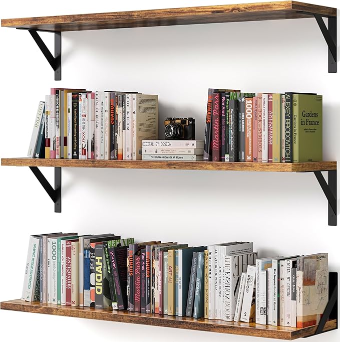 Long Wall Shelves, 36 Inches Floating Book Shelves, Hanging Book Shelves for Wall, Long Large Deep Floating Shelves for Kitchen Bedroom-HomvellaHome