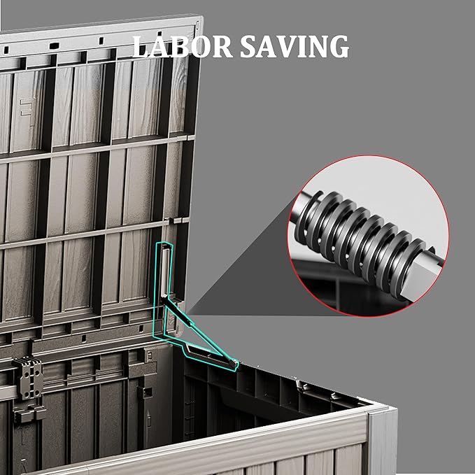 180 Gallon Lockable Resin Deck Box, Waterproof & UV-Resistant Outdoor Storage Box for Outdoor Cushion Storage, Garden Tools & Pool Accessories Storage, Gray-HomvellaHome