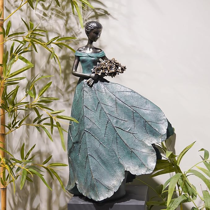 Guichifun Fairy Statue Collection Home Decoration - 22IN Leaf Angel Girls Resin Large Home Decor for Outside or Inside Rustic Garden Outdoor Yard Fantasy Figurines Gift 13.75 x 8.75 x 22 Inch-HomvellaHome