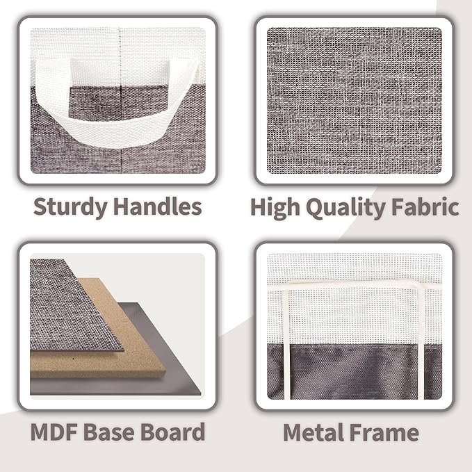 GRANNY SAYS Storage Baskets for Shelves, Closet Organizer Bins, Clothes Storage Bins with Metal Frame, Large Baskets for Organizing and Storage, Collapsible, Gray&White, 2-Pack-HomvellaHome