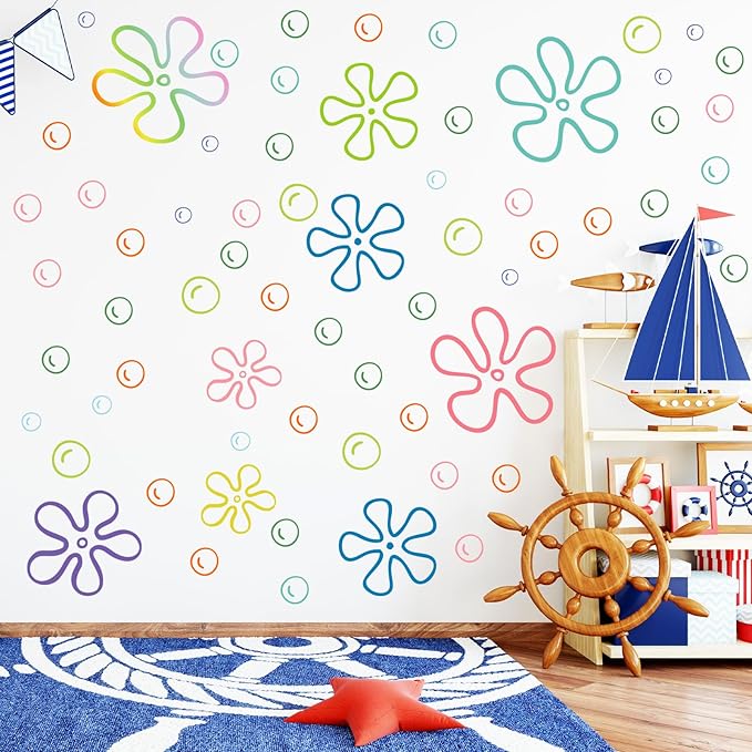 187PCS Flower Bubbles Wall Decals Under The Sea Birthday Party Decorations Ocean Wall Stickers Wall Decor for Bathroom Nursery Bedroom Home Classroom Car-HomvellaHome