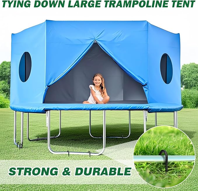 16 Inch Ground Stakes Heavy Duty,8 Pack Metal Fence Stakes for Ground for Wire Fencing,Heavy Duty Long Tent Stakes for Trampolines Camping Canopies and Swing Set-HomvellaHome