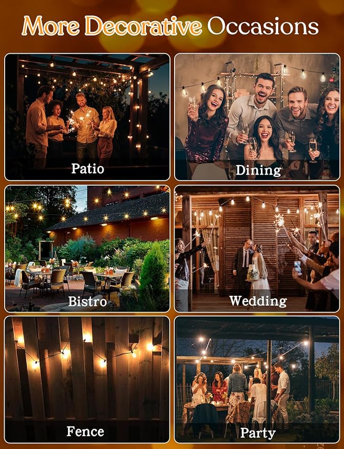 150 FT Outdoor String Lights for Outside – LED Patio Lights Waterproof with Dimmer Remote – Hanging Lights Shatterproof ST38 Vintage Edison Bulbs Porch Backyard Cafe Bistro-HomvellaHome